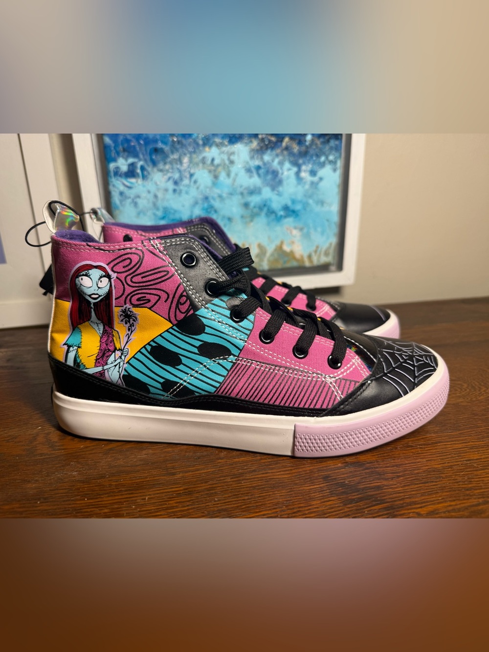 Disney Nightmare before Christmas Graphic High-Top Sneakers Pink, Teal & Black
